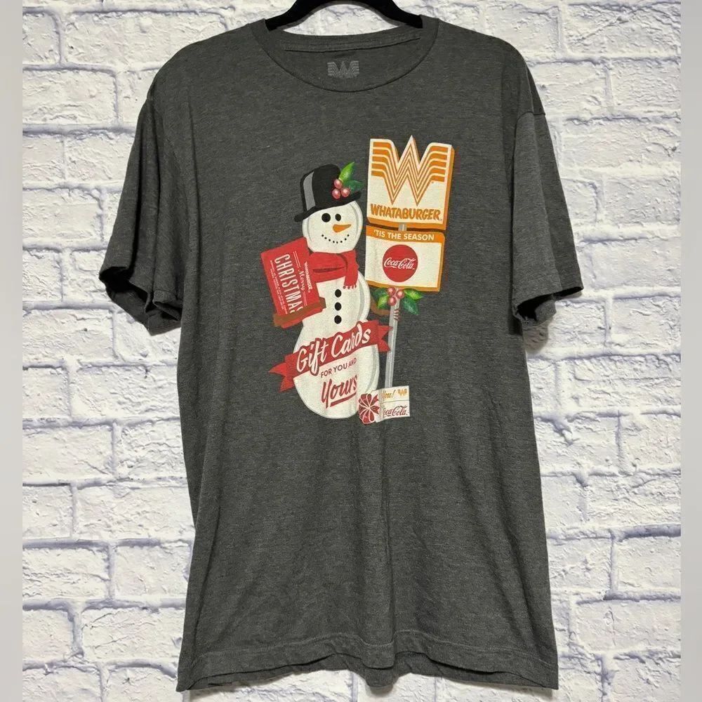COCA-COLA WHATABURGER Christmas X-Mas Shirt Size XL Fast Food Coke Snowman
